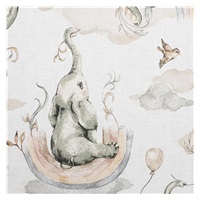 Protective crib mattress cover New Baby Minka and Elephants white-grey