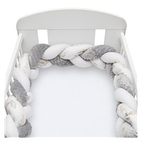 Protective crib mattress cover New Baby Minka and Elephants white-grey