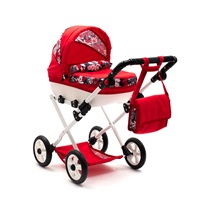 Baby stroller for dolls New Baby COMFORT red flowers