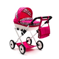 Baby stroller for dolls New Baby COMFORT pink hearts grey