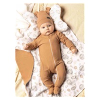 Baby cotton jumpsuit Nicol Miki brown, size 68 (4-6m)