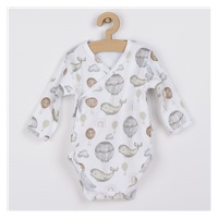 Baby cotton bodysuit with side fastening long sleeves Nicol Miki, size 56 (0-3m)