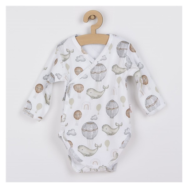 Baby cotton bodysuit with side fastening long sleeves Nicol Miki, size 56 (0-3m)