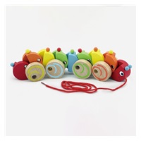 Wooden pull toy on a string Viga Centipede