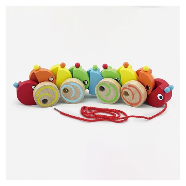 Wooden pull toy on a string Viga Centipede