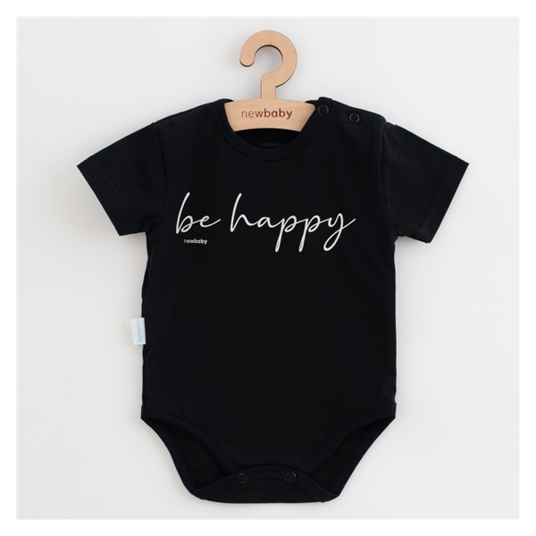 New Baby Be Happy Short Sleeve Cotton Baby Bodysuit, size 56 (0-3m)