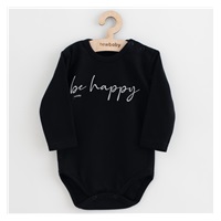 New Baby Be Happy Long Sleeve Cotton Baby Bodysuit, size 56 (0-3m)