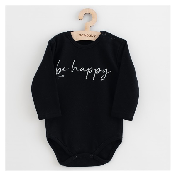 New Baby Be Happy Long Sleeve Cotton Baby Bodysuit, size 56 (0-3m)