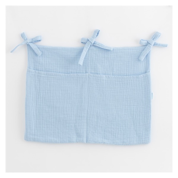 New Baby blue muslin crib organizer