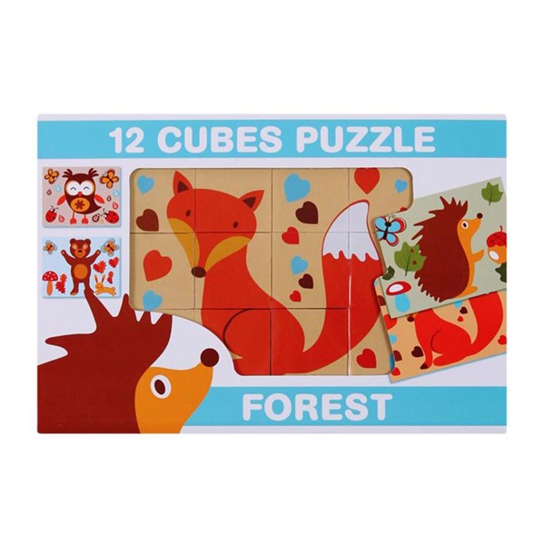 Foldable picture blocks 12 pcs forest animals