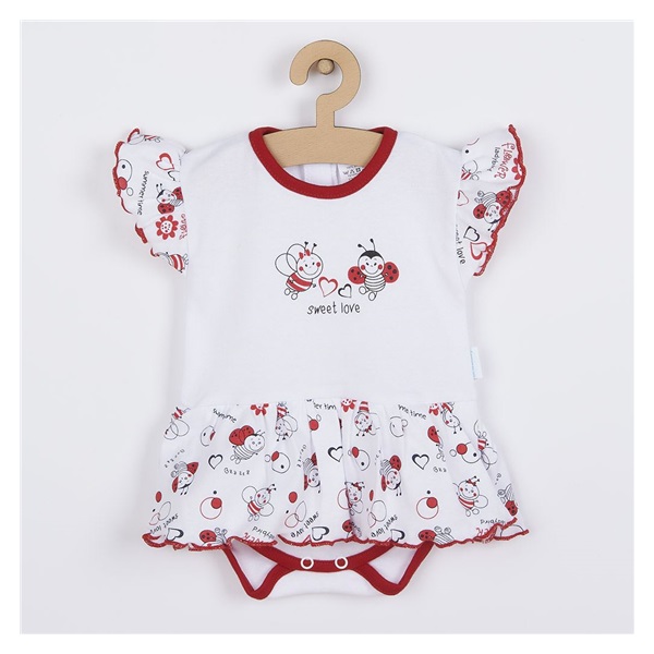 Baby body with short sleeves and ruffle New Baby Ladybug, size 56 (0-3m)