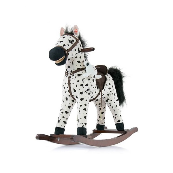 Milly Mally Mustang white and black polka dot rocking horse with melody